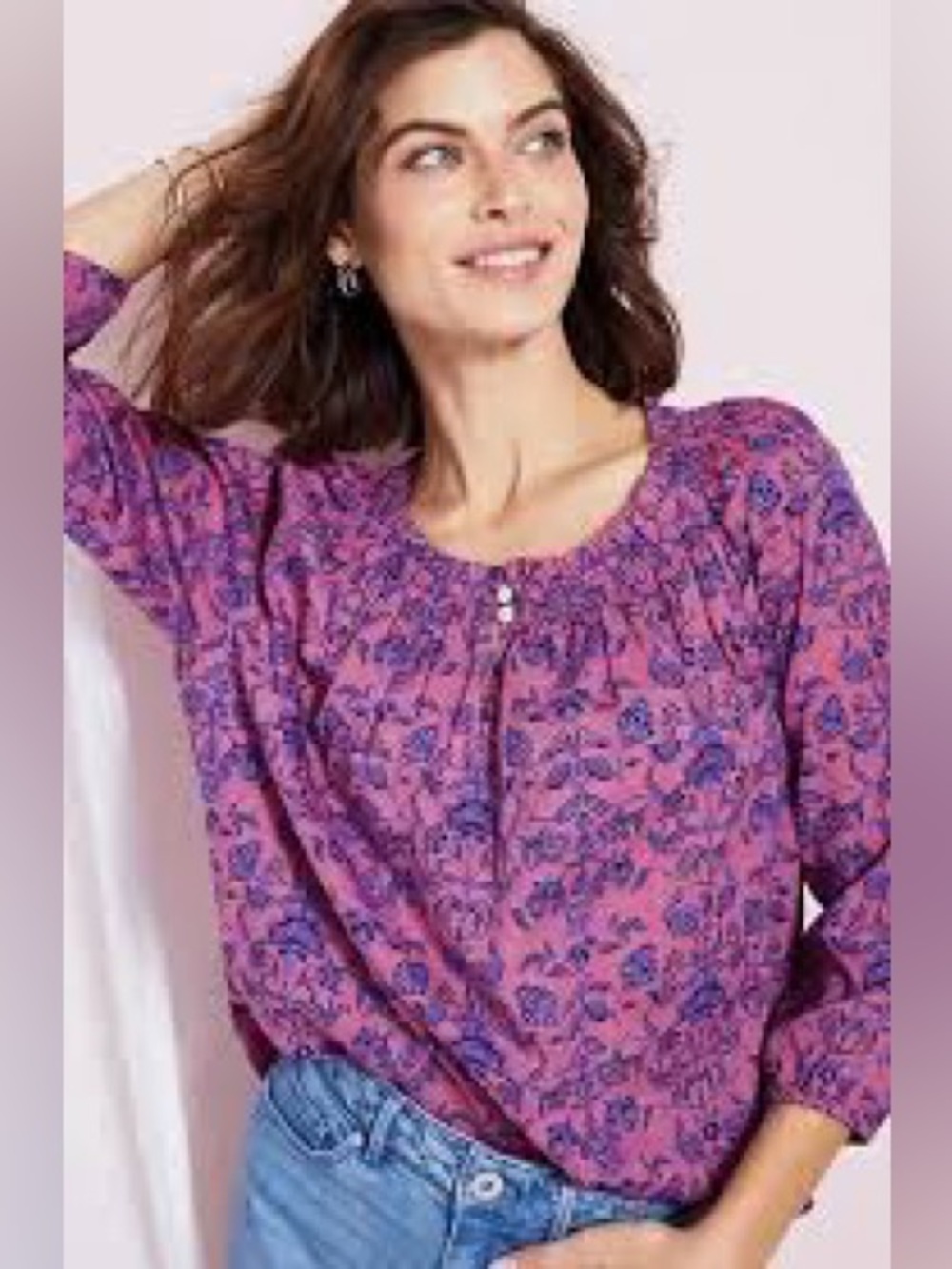 NEW! J. Jill Smocked Floral Top. Small. - Picture 7 of 11